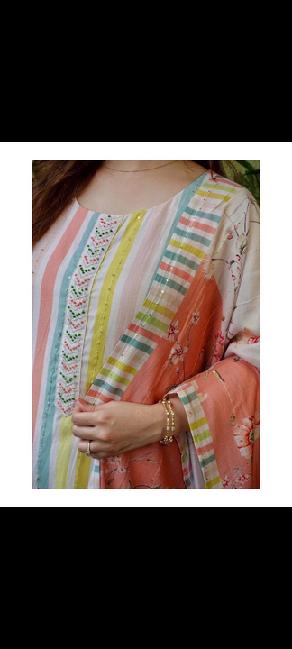 Pure Muslin fabric kurta pant and dupatta set  uploaded by Aleexa Outlet on 4/5/2023