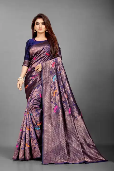 Zari Weaving Jacquard Saree With Reach Pallu And Beautiful Weaving Blouse  uploaded by DHANANJAY CREATION  on 4/5/2023