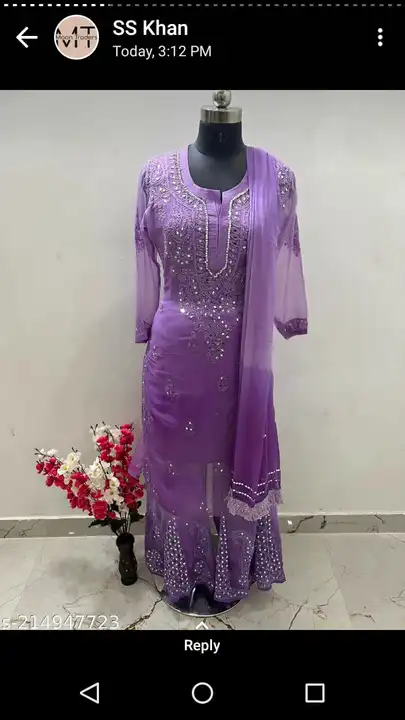 Chikankari Miror Set with duppata and Inner uploaded by business on 4/5/2023
