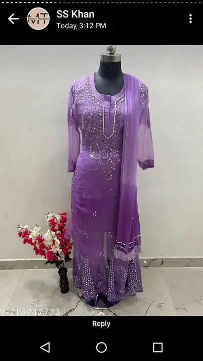 Chikankari Miror Set with duppata and Inner uploaded by Moon Traders on 4/5/2023