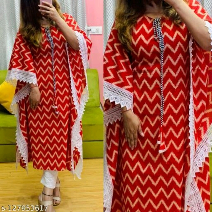 AIMCA RED KAFTAN WITH LACE  uploaded by Trendy Fashion on 4/5/2023