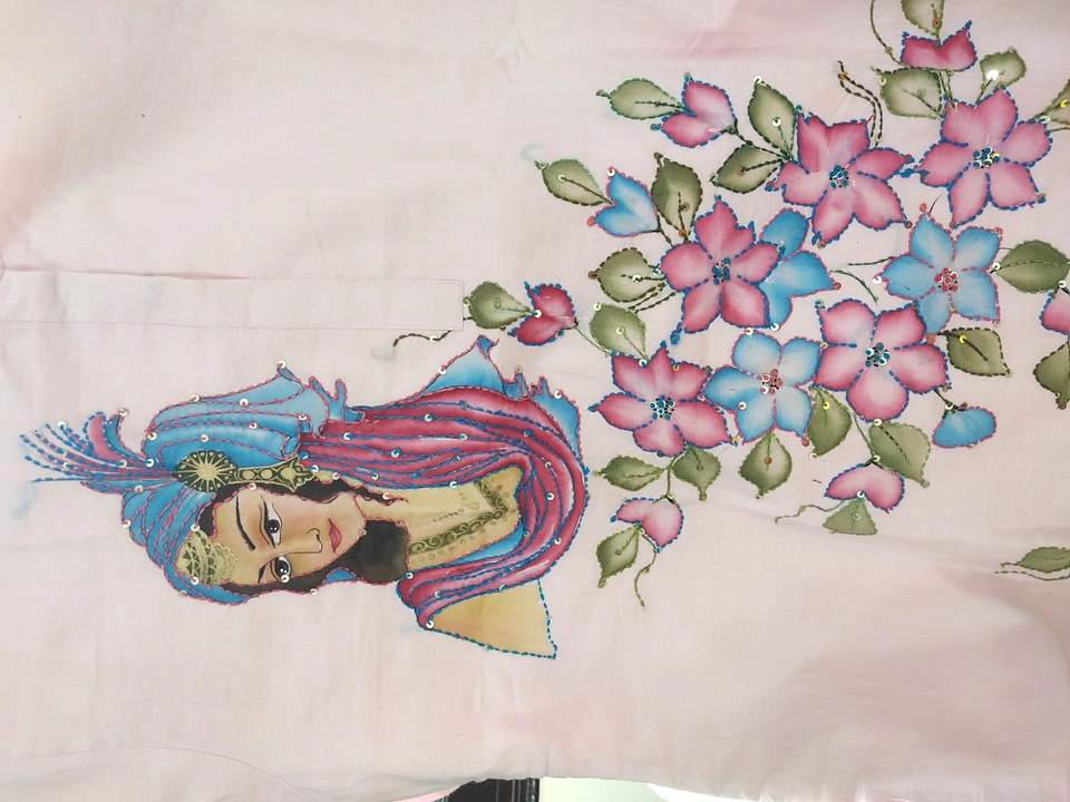 Hand paint sequence work embroidery, cotton fabric long kurti uploaded by RISE UP on 4/5/2023