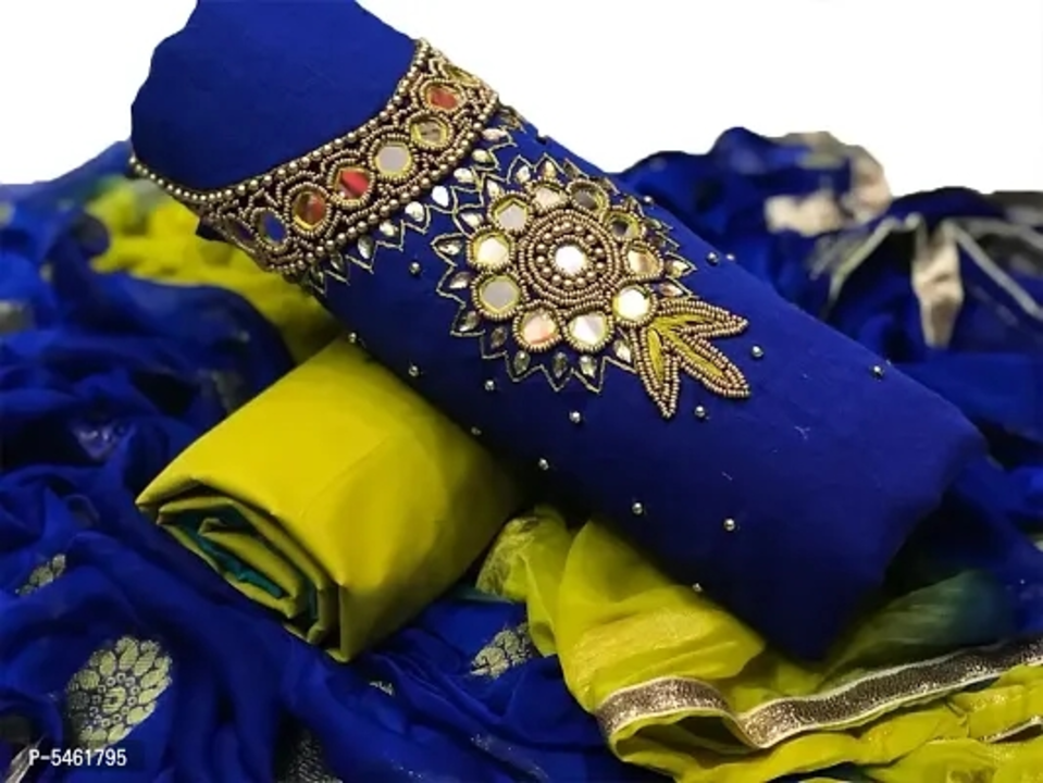 Best Selling Chanderi Silk Mirror Work Dress Material uploaded by Shreeji New Fashion on 4/5/2023