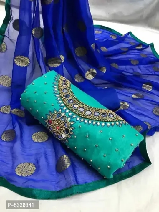 Best Selling Chanderi Silk Mirror Work Dress Material uploaded by Shreeji New Fashion on 5/26/2024
