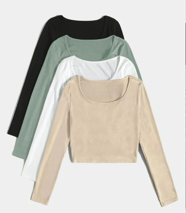 Imported rib fabric Full square neck crop tshirt  uploaded by Dolce Vita enterprises  on 4/5/2023