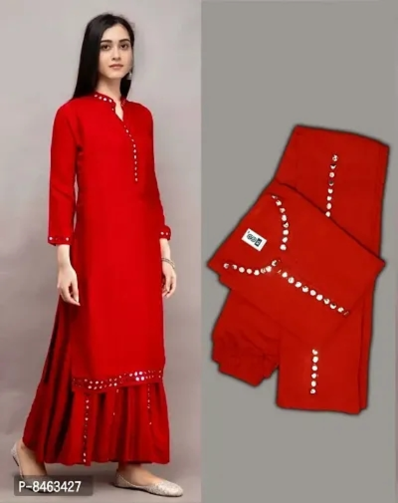Rayon Embellished Kurta With Sharara Set uploaded by Shreeji New Fashion on 4/5/2023