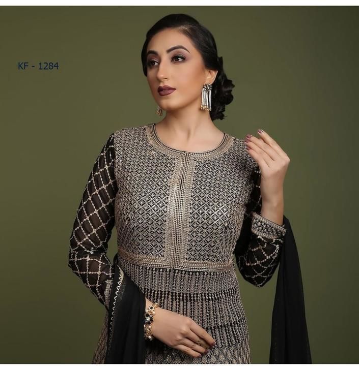 Party wear gown with net dupatta full Stitched uploaded by business on 3/3/2021