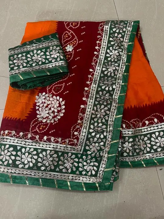 😍🥰🥰 *New Launch*🥰😍😂
👇👇👇👇👇👇👇👇👇

*Fabric moss crape bandhej pilliya saree with heavy ha uploaded by Gotapatti manufacturer on 4/5/2023