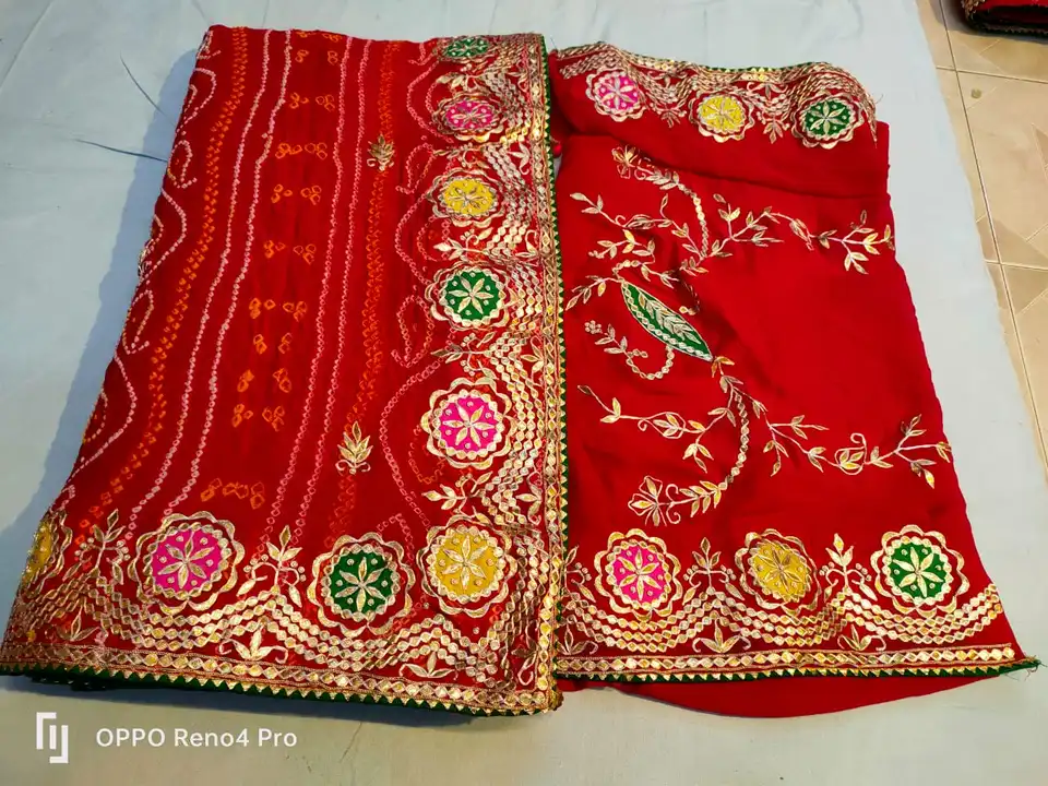 Fabric pure Rai bhandhej 💕with hevi work with blouse  uploaded by Gotapatti manufacturer on 4/5/2023