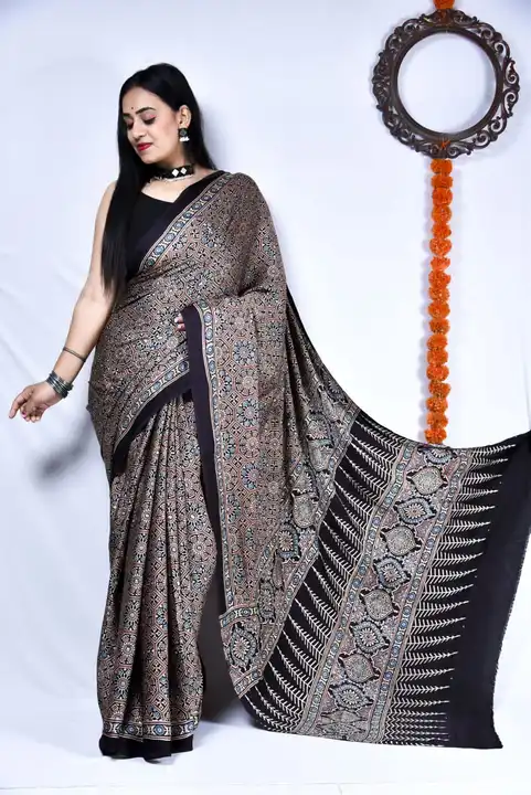 Ajrakh saree uploaded by business on 4/6/2023