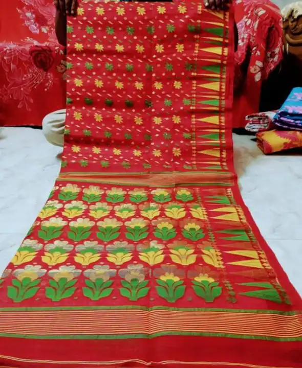 Full jhara hard dhakay jamdani fabric cotton silk  bp not available  uploaded by Sujata saree cantre on 4/6/2023