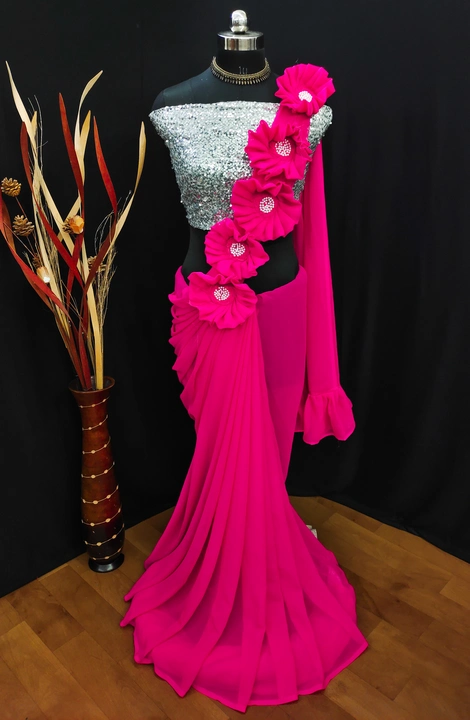 Ready to wear fancy georgette saree  uploaded by business on 4/6/2023