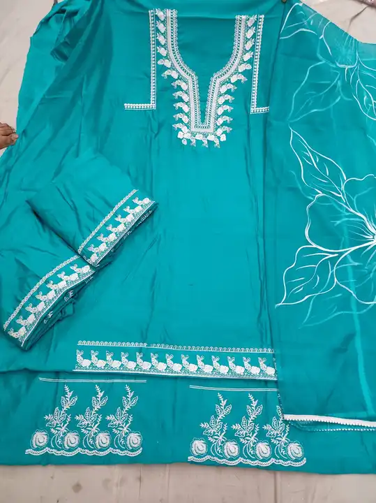 Masleen cotton suit with organza dupatta  uploaded by Manish sales on 4/6/2023