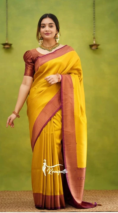 Golden Zari Border With Allover Plain Saree  uploaded by DHANANJAY CREATION  on 4/6/2023