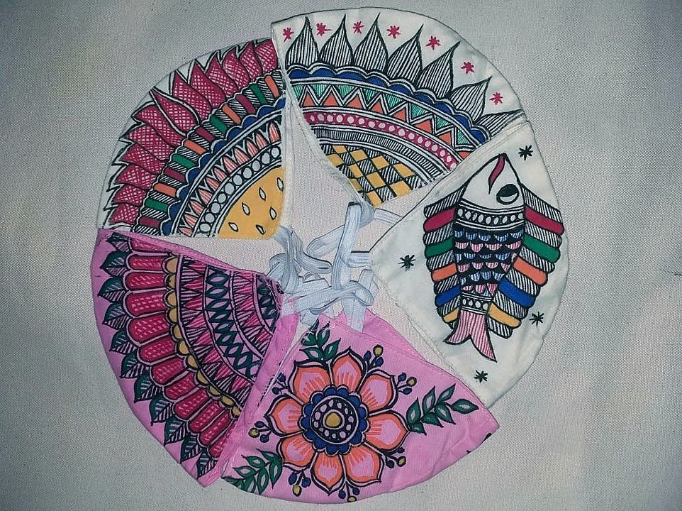 Post image Hey! Checkout my new collection called Madubani cotton hand painting mask.