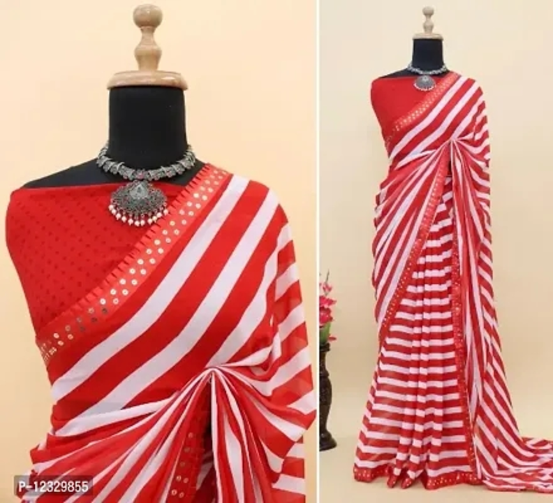 Zebra Printed Georgette Saree with Running Blouse uploaded by Fashion Hub on 4/6/2023