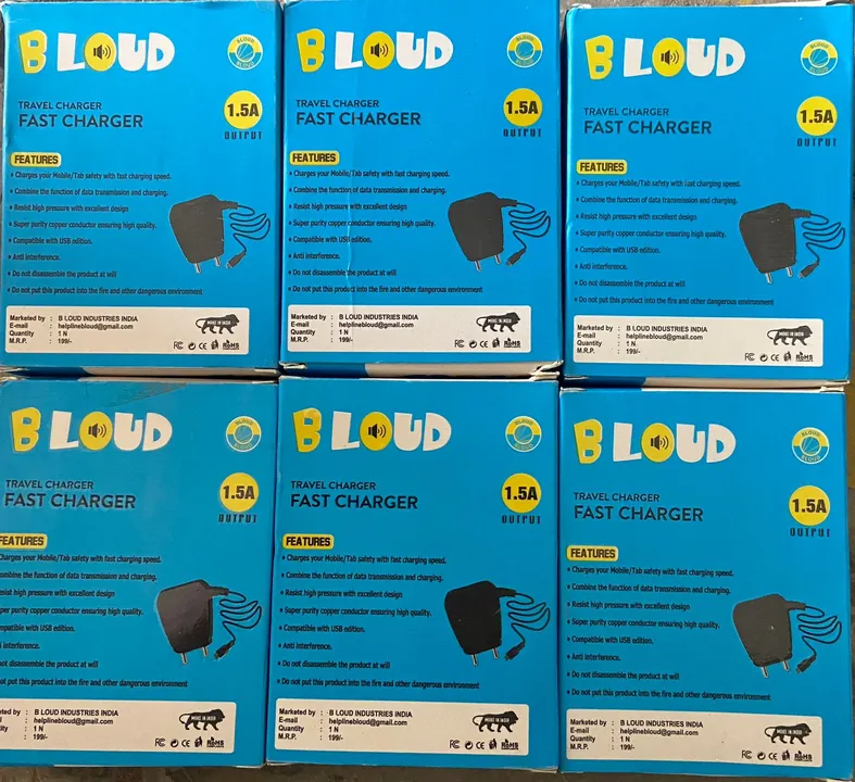 BLOUD CHARGER 1.5 AMP 5WAT OUT PUT uploaded by Sachin Mobile Accessories Wholesale  on 4/6/2023