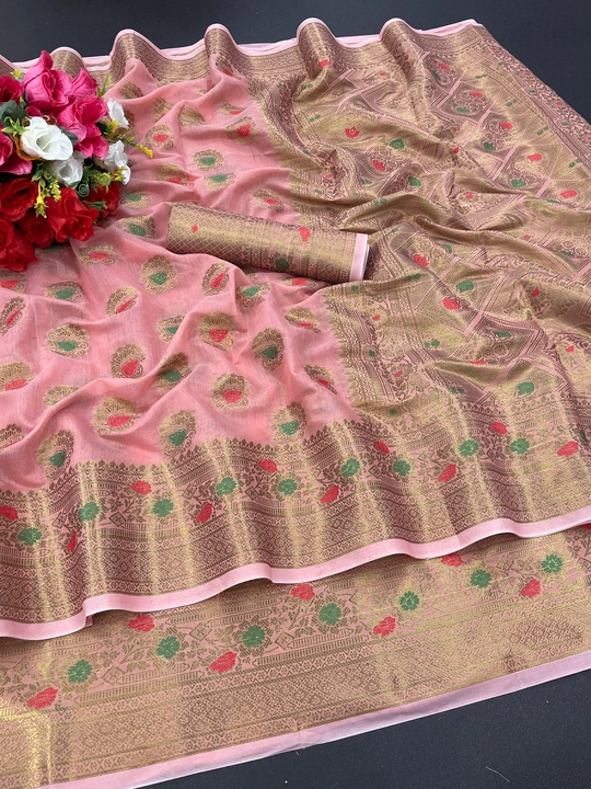 Jacquard cotton weaving saree  uploaded by YAGNAM FAB on 4/6/2023