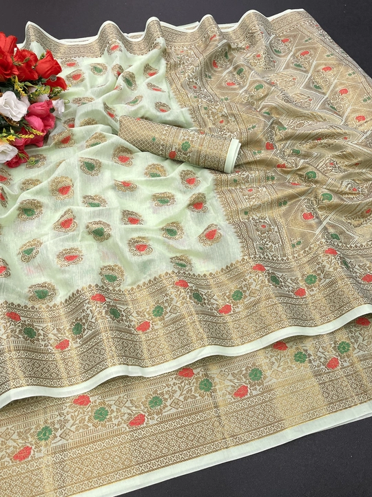 Jacquard cotton weaving saree  uploaded by YAGNAM FAB on 4/6/2023