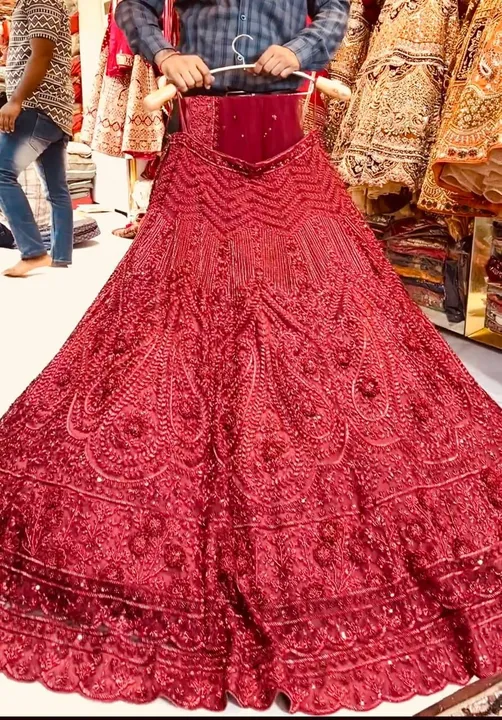 Red lehenga  uploaded by Fatema Fashion on 4/6/2023