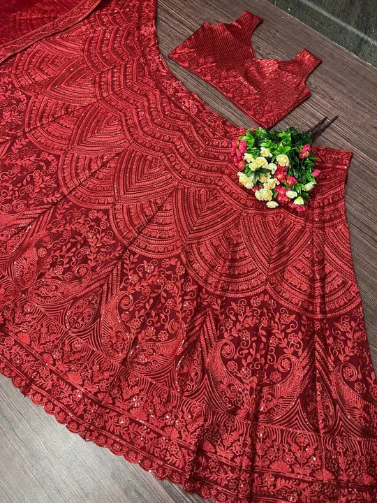Red lehenga  uploaded by Fatema Fashion on 4/6/2023