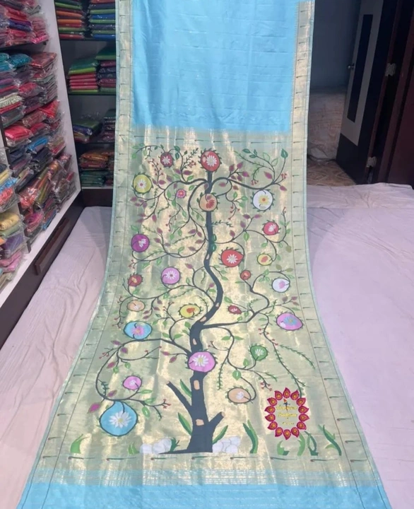 Pure paithani handwoven pure gold silver sarees uploaded by business on 4/6/2023