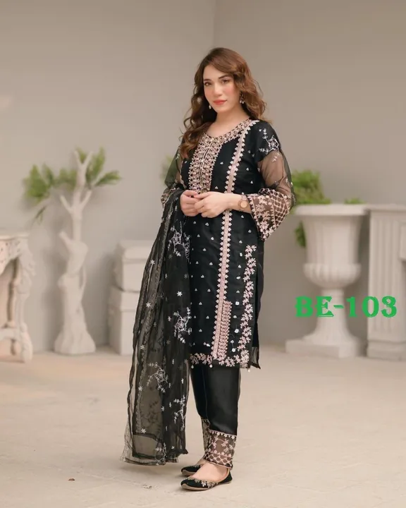 DESIGNER HEAVY ORGANZA SEQUANCE EMBROIDERY WORK SUIT WITH WORK PLAZO AND WORK DUPATTA uploaded by Fatema Fashion on 4/6/2023