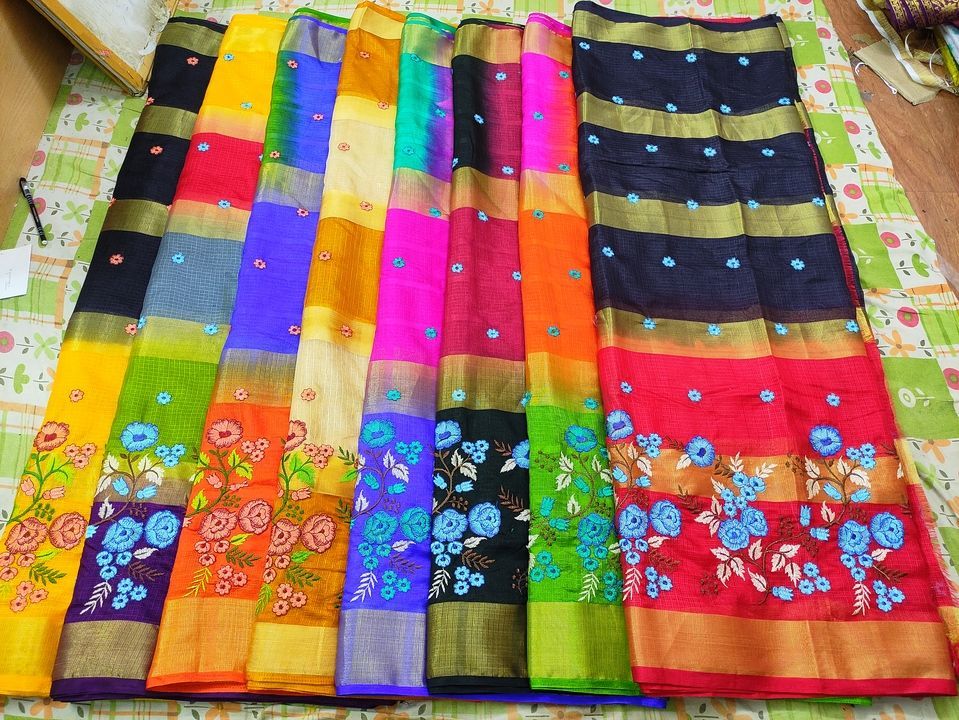 Manipuri cottan embroidery saree uploaded by business on 3/3/2021