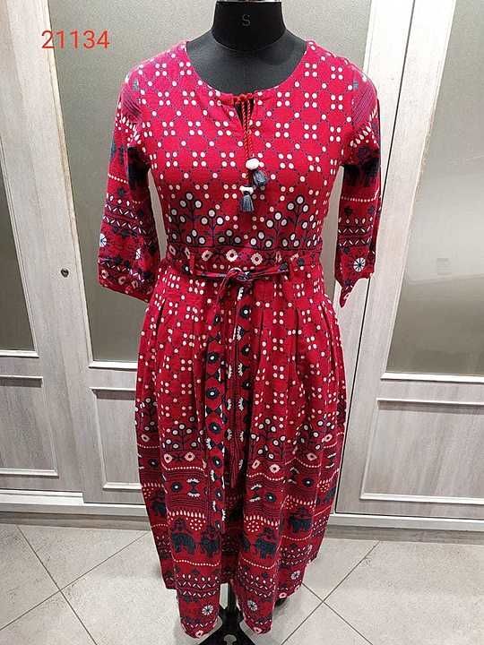 Kurti with belt cotton fabric. uploaded by business on 7/10/2020