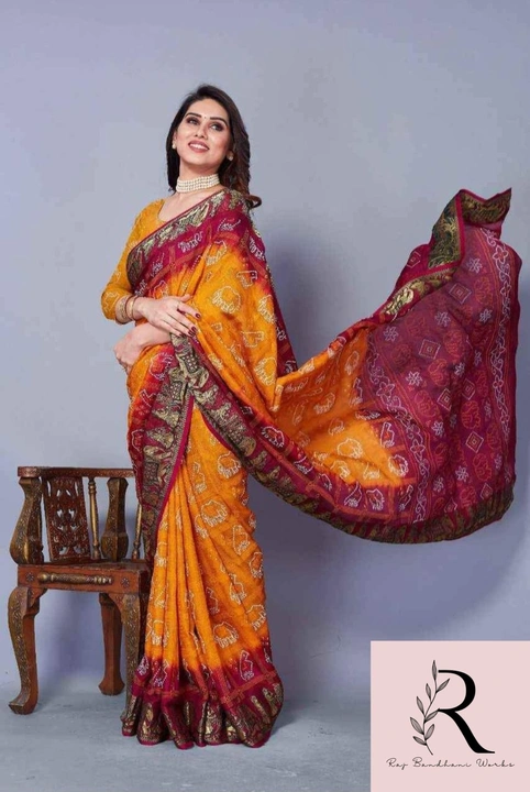 Art Silk Printed Bandhani Saree uploaded by Raj Bandhani Works on 4/7/2023