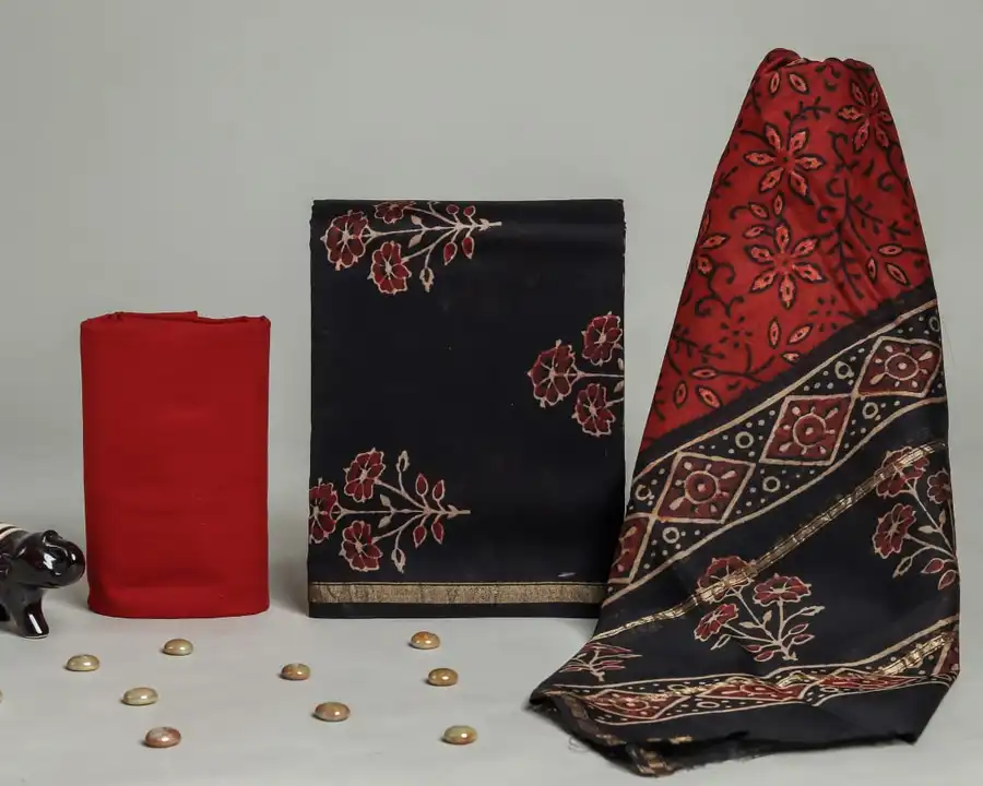 Ajrakh print chanderi silk suit  uploaded by Chetana Handicrafts 🍁 on 4/7/2023