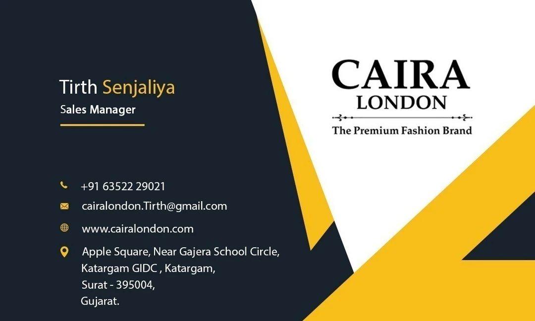 Visiting card store images of CAIRA LONDON