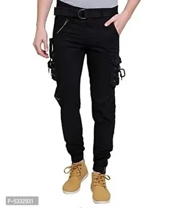 Solid Cotton Men's Casual Cargo Pant, Tapered Fit, Mid Rise, Ankle Length  Multi-Pocket Stretchable Cargos