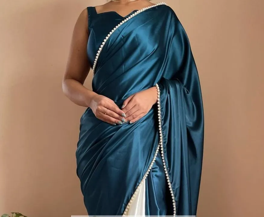 *New half half saree*
*Gf 😊😊*
*sarees ....💃💃*
Stay beautiful with our new half half  satin  sare uploaded by Aanvi fab on 4/7/2023