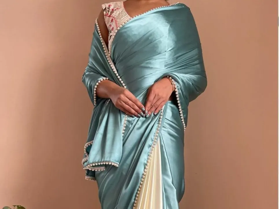 *New half half saree*
*Gf 😊😊*
*sarees ....💃💃*
Stay beautiful with our new half half  satin  sare uploaded by Aanvi fab on 4/7/2023