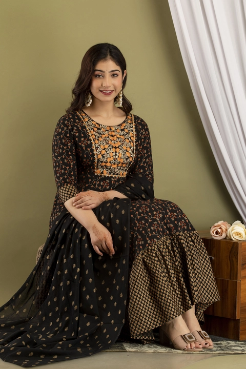 HARITA Cotton Floor Length Gown With Malmal Dupatta uploaded by Sharma Creations on 5/31/2024