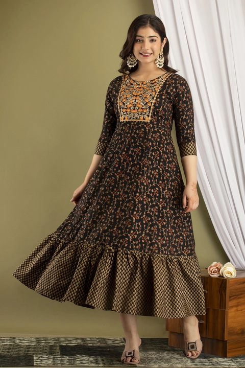 HARITA Cotton Floor Length Gown With Malmal Dupatta uploaded by Sharma Creations on 4/7/2023