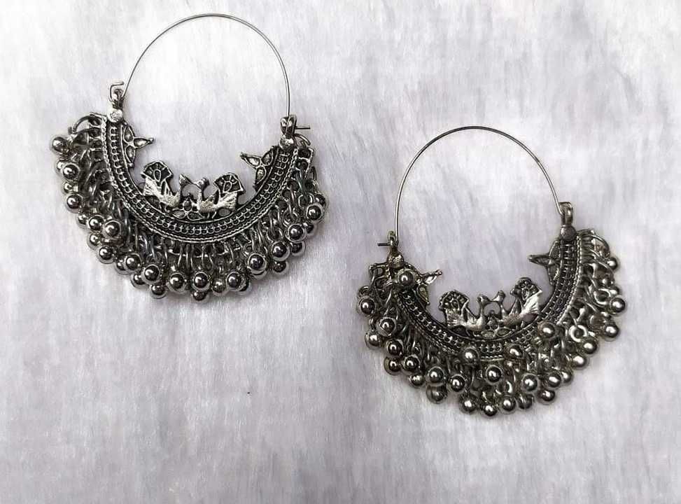 Black polished oxidised chandbali earrings / wholesale price  uploaded by business on 3/3/2021