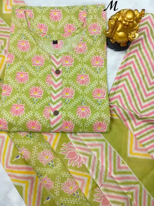 Primium cotton straight kurti pant set with cotton dupatta uploaded by Fatema Fashion on 4/7/2023