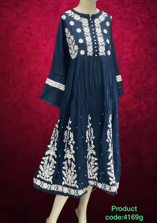 Lucknavi embroidered kurti
Fabric:reyon
Length:48”
Big flair 
Size:40,42,44,46,48


 uploaded by Wedding collection on 4/7/2023