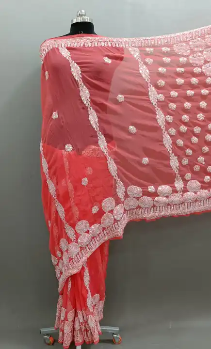 Saree 
Fabric georgette
Length 6.5 
Chadi work
With blause
With gota patti work uploaded by DF Chicken Factory on 4/7/2023