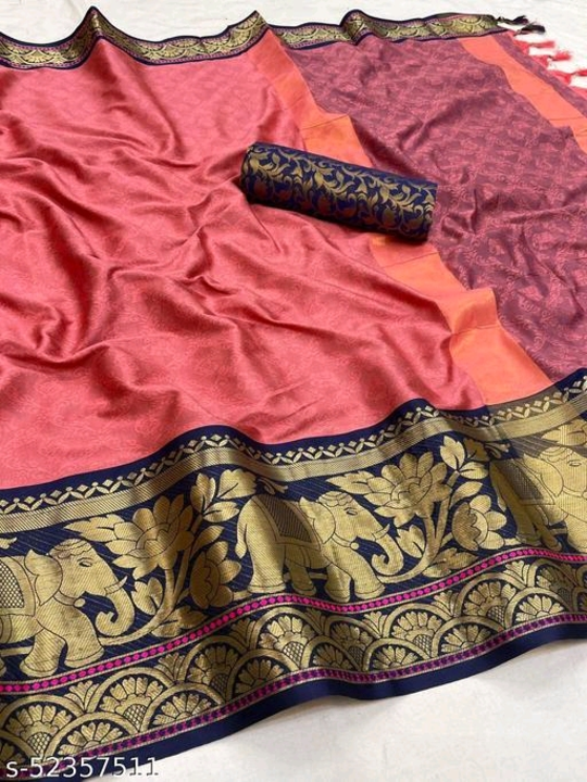Beautyfull cotton silk saree with saperate jequard blouse uploaded by business on 4/7/2023
