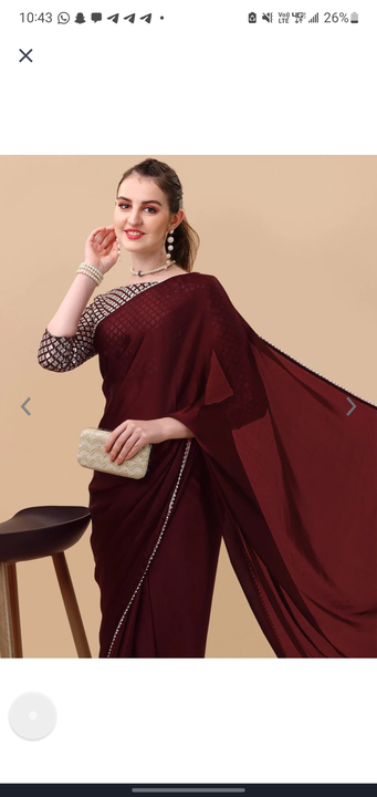 Pure Georgett silk saree with embroidery  saree uploaded by Fashion vogue on 4/7/2023