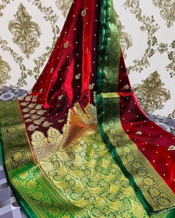 Satin embroidery saree uploaded by Montauk Fabians on 4/7/2023