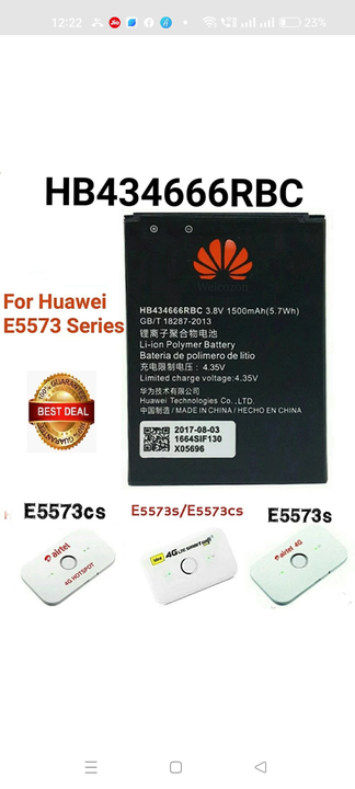 HUAWEI BATTERY FOR AIRTEL E5573 ROUTER uploaded by DJ TECHNOLOGY on 5/20/2024