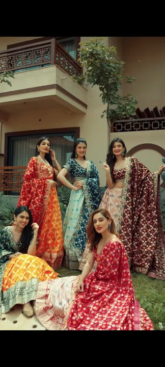 *😀😀Beautiful Lahenghas*😀😀
For This Wedding Season

*Pure  Banarasi Dolo silk langha & jari wark  uploaded by Gotapatti manufacturer on 4/7/2023