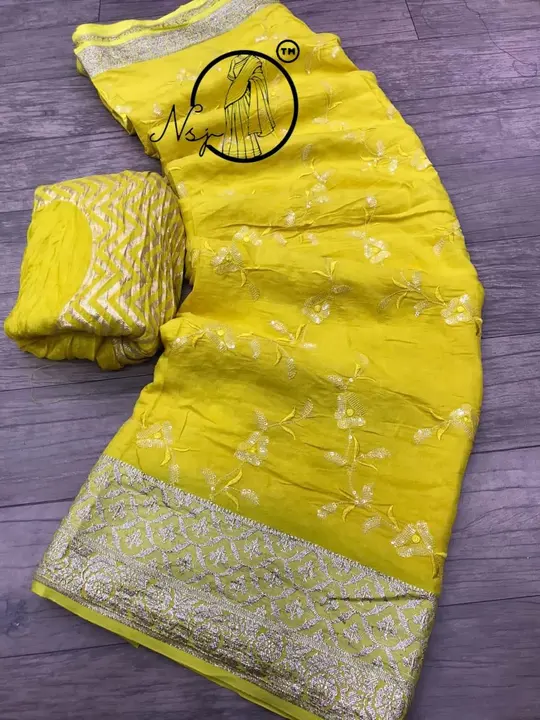 Presents RASYAN orgenza silk party wear Saree*
   
👉keep shopping with us 

🥰🥰Original product🥰 uploaded by Gotapatti manufacturer on 4/7/2023