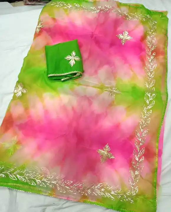 Organza fabric gotta work saree  uploaded by FASHION MART on 4/8/2023