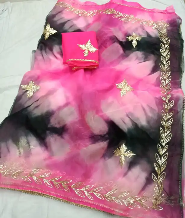 Organza fabric gotta work saree  uploaded by FASHION MART on 4/8/2023