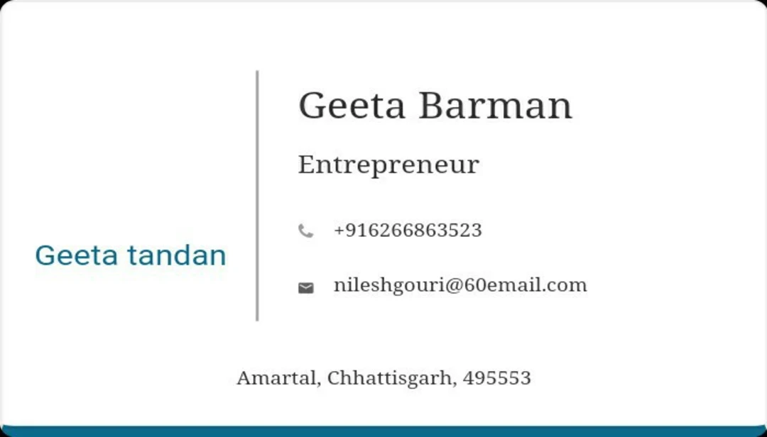 Visiting card store images of Geeta and daughters womens collection 